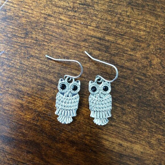 Silver Delicate Owl Earrings - Picture 2 of 3